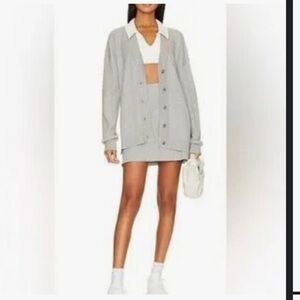 NEW Revolve WeWoreWhat Varsity Cardigan Gray M/L Cable Knit